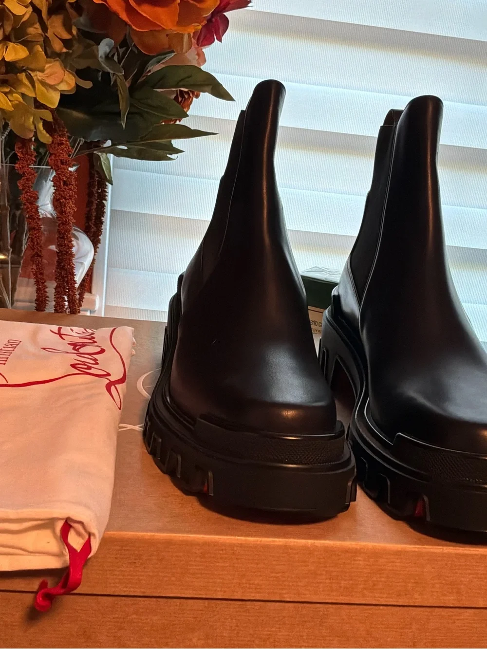 Christian Louboutin Men's Black Lug-Sole Chelsea Boots EUR 41